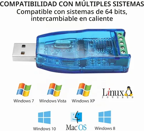 Vista 7 de YACSEJAO USB a RS485 RS232 Convertidor USB 2.0 a RS-485 RS-232 Adaptador de puerto serie con chip CH340 para Windows 11 10 8 7 XP Mac