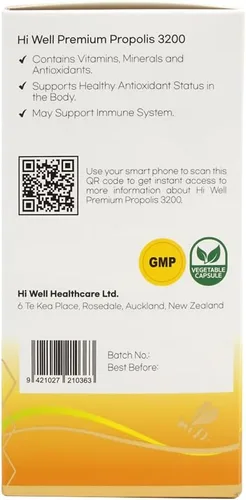 Vista 2 de Hi Well Premium Propolis 3200 Flavonoid 96mg 250VegeCápsulas