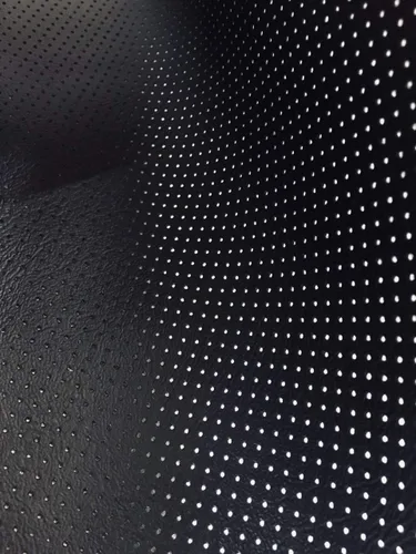 Vista 3 de LUVFABRICS Agujeros totalmente perforados de grado marino tapicería hospitalidad automotriz imitación cuero vinilo tela (negro negro negro)