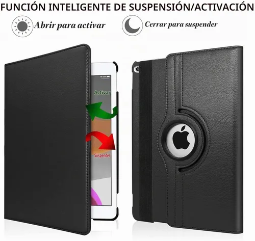 Vista 3 de Funda giratoria para iPad de 9.7 pulgadas 2018 2017 / Funda para iPad Air 2 - Funda protectora con soporte giratorio de 360 grados y función de Negro
