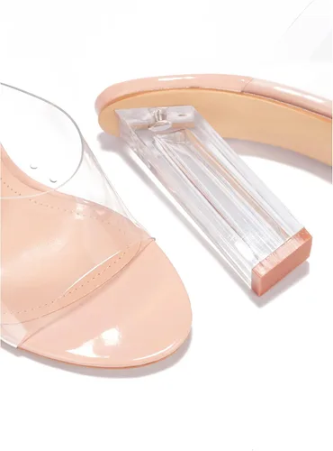 Vista 4 de Cape Robbin Fusion - Tacones altos transparentes de bloque grueso para mujer, botines transparentes para mujer, Claro