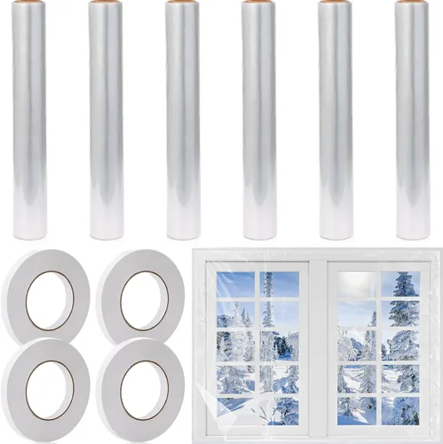 Vista 9 de Frienda Kit de aislamiento de ventana de 2 rollos para invierno, cada rollo de 62 x 210 pulgadas, kit de aislamiento de plástico para ventanas