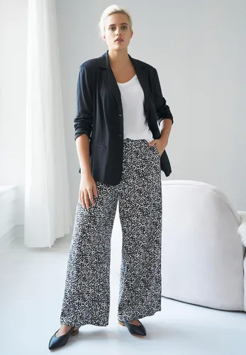 Vista 6 de Ellos Pantalones suaves de pierna ancha para mujer, talla grande, con elástico en la espalda