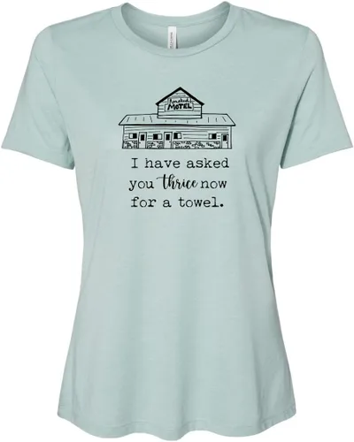Vista 10 de Cute Women's Screen Printed Crew Neck Tee, Shirts With Sayings, Dusty Blue or Olive