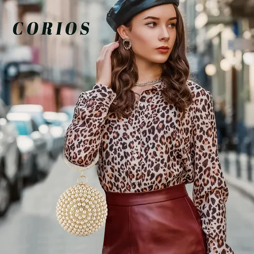 Vista 2 de Bolso de mano redondo para mujer, con diamantes de imitación, bolso de noche con cuentas de perlas