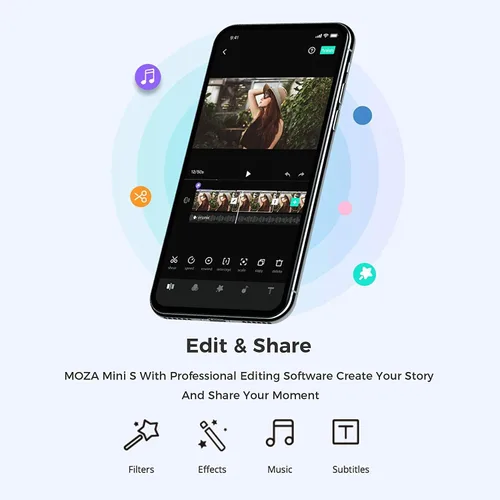 Vista 7 de MOZA Mini S cardán estabilizador de mano extensible de 3 ejes con reproducción rápida, zoom de un botón, lapso de tiempo, seguimiento de objetos