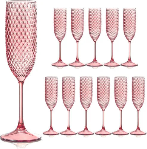 Vista 14 de Copas de champán de plástico, copas de champán irrompibles, copas de vino de diamante reutilizables, copas de vino transparentes para fiestas, copas