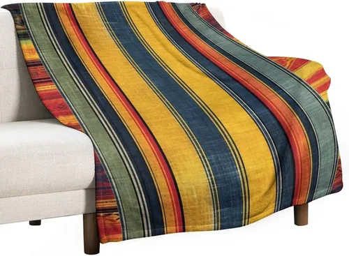 Vista 50 de Manta bohemia mexicana retro a rayas multicolor, manta bohemia étnica cálida de 30 x 40 pulgadas, suave manta de felpa mullida y acogedora manta