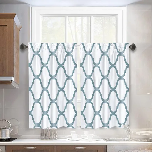 Vista 14 de Melodieux - Cortinas de bolsillo de moda marroquí para cocina, cafetería o baño, pequeñas ventanas