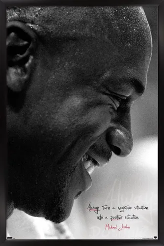 Vista 8 de Trends International Michael Jordan - Póster de pared siempre positivo, 22.4 pulgadas de largo x 14.7 pulgadas, versión enmarcada en madera