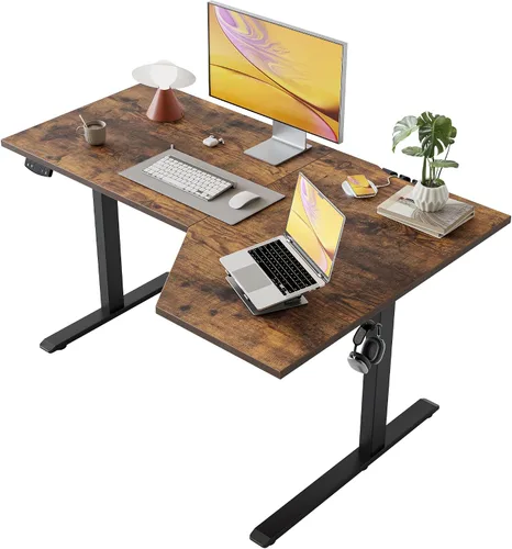 Vista 18 de Agilestic - Escritorio Eléctrico de Pie, Escritorio Ajustable en Altura de 55 Pulgadas en Forma de L, Escritorio para Sentarse y Pararse