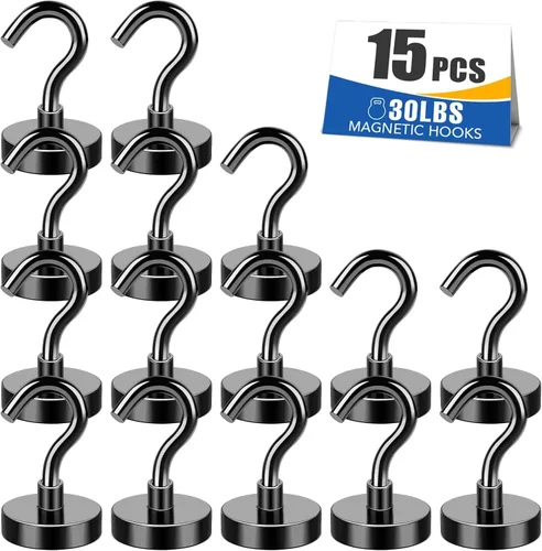 Vista 22 de MIKEDE Ganchos magnéticos negros resistentes de 30 libras imanes fuertes