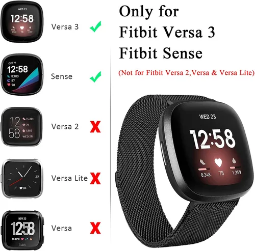 Vista 6 de Amzpas Bandas compatibles con Fitbit Versa 3/4 Fitbit Sense/Sense 2, correa magnética ajustable de acero inoxidable transpirable para Fitbit Versa