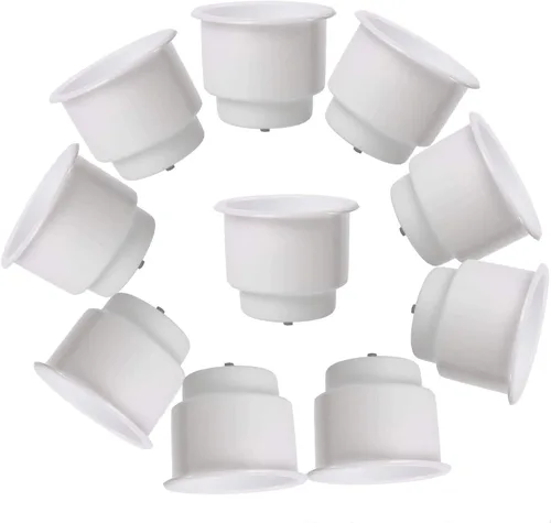 Vista 12 de Amarine Made Soporte empotrado para latas y bebidas de plástico con drenaje para barco, coche y marina, 3 piezas, color blanco