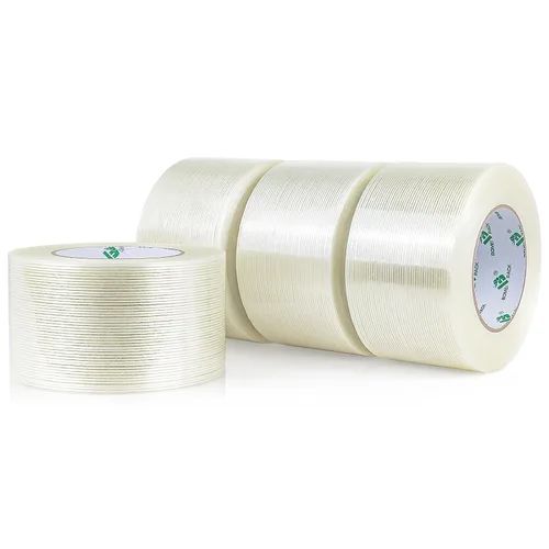 Vista 8 de BOMEI PACK Cinta de fleje de 3 pulgadas, cinta de embalaje reforzada con fibra resistente, 60 yardas 5.9 mil, total 120 yardas
