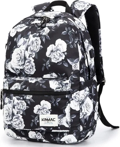 Vista 27 de Kinmac Mochila resistente al agua para laptop con puerto de carga USB para laptop de hasta 15.6 pulgadas (bordado)