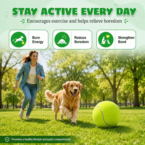 Vista 3 de INSUM Pelota de tenis gigante de 9.5 pulgadas, pelota de juguete grande para perros para jugar al aire libre, cumpleaños para perros grandes, ideal