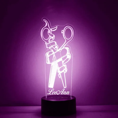 Vista 31 de Luz de noche personalizada para barbería con letrero LED de poste de barbero con mando a distancia, pantalla iluminada con nombre o imagen Peluquero