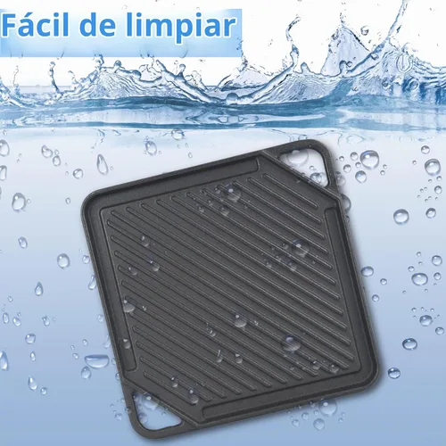 Vista 7 de GasSaf Plancha reversible de hierro fundido, sartén de doble cara perfecta