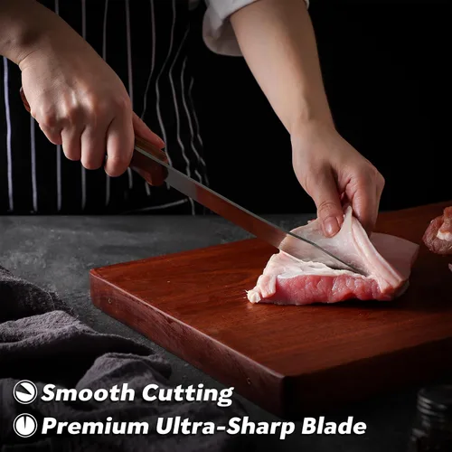 Vista 2 de TAN REN Cuchillo de carnicero para cortar carne, cuchillo de carne de espiga completa de 7 pulgadas Cuchillo de carnicero de 7 pulgadas