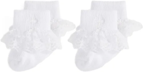 Vista 6 de EPEIUS Calcetines de bautizo para bebés, niñas y niños, calcetines de bautismo con cruz, recién nacidos, niños pequeños