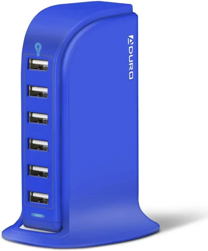 Vista 8 de Aduro - Estación de carga de 6 puertos USB 40W de escritorio, para iPhone, iPad, tabletas y smartphones con Smart Flow