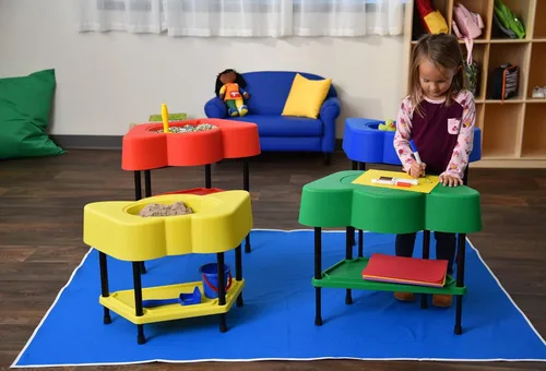 Vista 5 de Children's Factory AFB5100PY - Mesa sensorial para niños pequeños con tapa, altura ajustable, arena y agua, equipo de juego para interiores