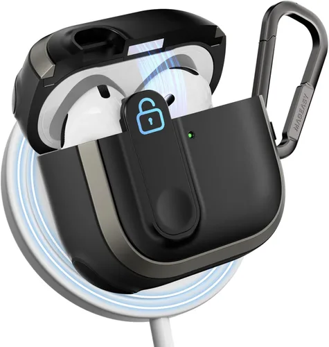 Vista 12 de MAGEASY Odyssey - Funda para AirPods Pro 2, funda resistente para AirPods Pro con bloqueo seguro, clip de mosquetón para protección a prueba
