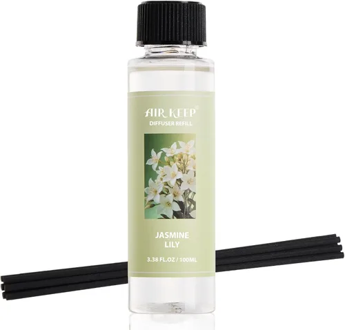 Vista 70 de Airkeep Juego de difusor de varillas – 3.38 onzas líquidas (3.4 fl oz), difusor de aroma de bambú para el hogar, incluye 8 varillas difusoras