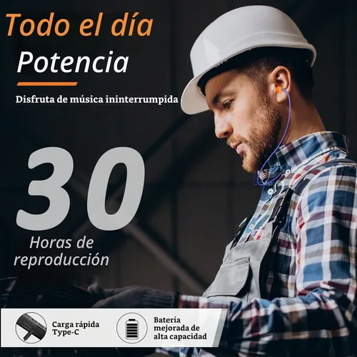 Vista 4 de Auriculares Bluetooth con reducción de ruido de 29 dB para el trabajo, auriculares inalámbricos con banda para el cuello con batería de 30 horas