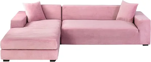 Vista 24 de Fundas de terciopelo para sofá modular, 2 fundas elásticas para sofá en forma de L, antideslizantes, suaves protectores de muebles para sofá Beige