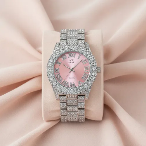 Vista 6 de Techno Pave Reloj de bisel solitario helado de 1.732 in para mujer