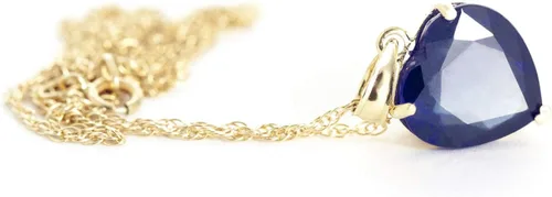 Vista 4 de Galaxy Gold GG Collar de oro macizo de 14 quilates de 4,3 quilates con forma de corazón natural zafiro de 0.394in
