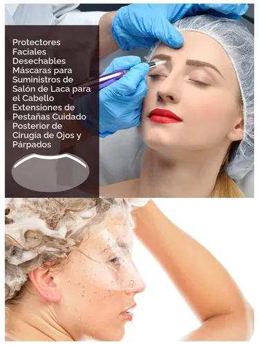 Vista 4 de 100 piezas de viseras protectoras faciales desechables para maquillaje Microblading, protectores faciales desechables para protección contra laca