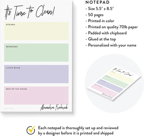 Vista 4 de Bloc de notas de limpieza personalizado, planificador de tareas domésticas para adultos, mamá, compañera de trabajo, lista de tareas diarias