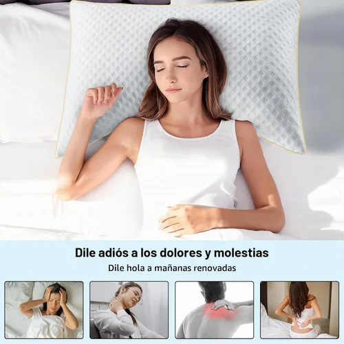 Vista 5 de Juego de 2 almohadas para dormir de lado, tamaño Queen, para dolor de cuello y hombros, almohadas ajustables de espuma viscoelástica para dormir