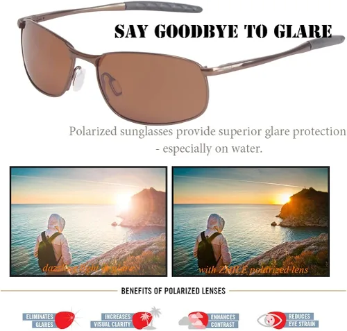 Vista 3 de ZHILE 8-base gafas de sol polarizadas con marco de metal, curvas, para hombre