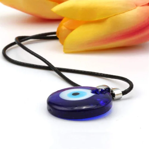 Vista 2 de Evil Eye Necklace Turkish Blue Glass Evil Eye Pendant Necklaces Hamsa Hand Leather Rope Chain Necklace for Women Men Girls Lucky Protection Jewelry