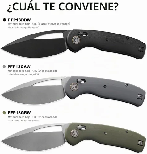 Vista 4 de Petrified fish PFP13 Viper Cuchillo Plegable, Hoja de Acero K110 Negro Lavado a la Piedra de 3.5", Mango G10 Cuchillo de Bolsillo para Camping EDC