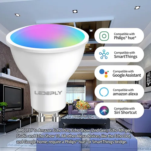 Vista 2 de Zigbee - Bombillas inteligentes GU10, compatibles con Hu*e*, Alexa y Google y ConBee (requiere concentrador), 5 W (50 W), bombilla LED WiFi