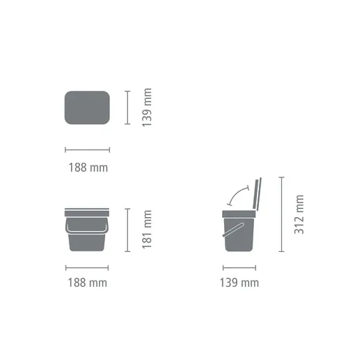 Vista 9 de Brabantia Sort & Go Recipiente de Residuos de 0.8 Galones (Verde Abeto) Cubo de Reciclaje Eficiente en Espacio con Asa, Tapa Extraíble y que