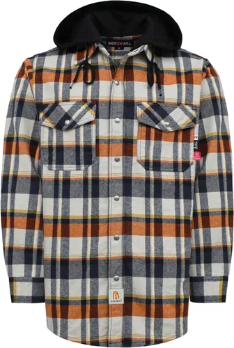 Vista 10 de BOCOMAL Camisas con capucha FR, camisas de franela a cuadros, con botones, resistentes al fuego, camisas de franela resistentes a la llama, chaqueta