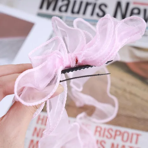 Vista 5 de Clip para el cabello con lazo de seda largo vintage, pasador, cinta de malla, clip para la cabeza, accesorios para el cabello para mujer