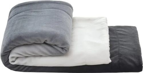Vista 8 de Elegant Comfort Manta, Manta Reversible de Franela Sherpa, Ultra-Suave, Mullida, Acogedora y Afelpada - Manta Decorativa Ligera para Todas las Gris