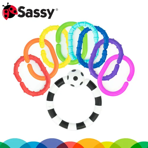 Vista 2 de Baby's First Rattles Developmental Gift Set para recién nacidos + Incluye sonajeros de muñeca, sonajero de reloj de arena, 9 piezas de eslabones