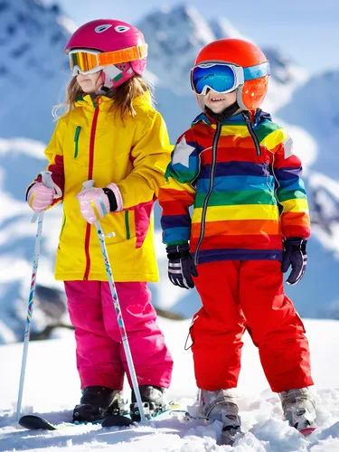 Vista 2 de 2 pares de guantes de esquí para niños guantes de invierno impermeables para nieve gruesos y cálidos guantes de snowboard para niños y niñas