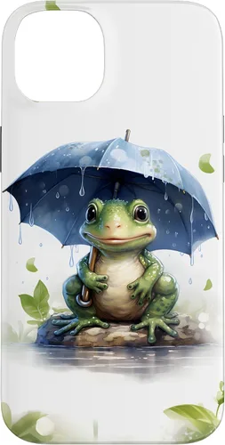 Vista 15 de Cute Green Frog with Umbrella in The Rain Case for iPhone 17