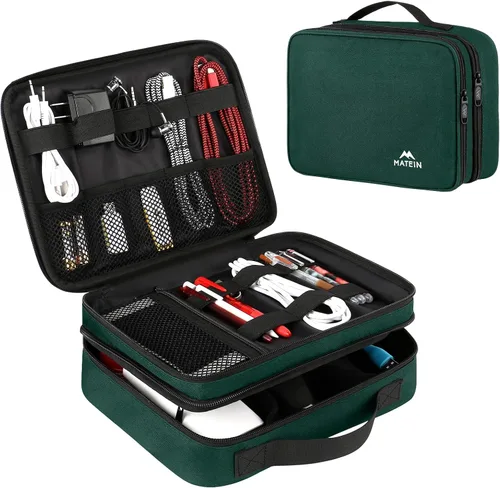 Vista 15 de MATEIN Bolsa organizadora de cables, bolsa de almacenamiento de viaje Negro (Antique Black)