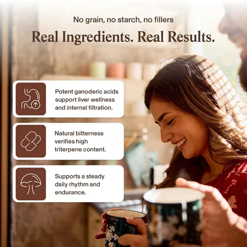 Vista 4 de Real Mushrooms Reishi - Polvo de hongos orgánicos seleccionados a mano, reishi rojo para un bienestar diario tranquilo con beta-glucanos