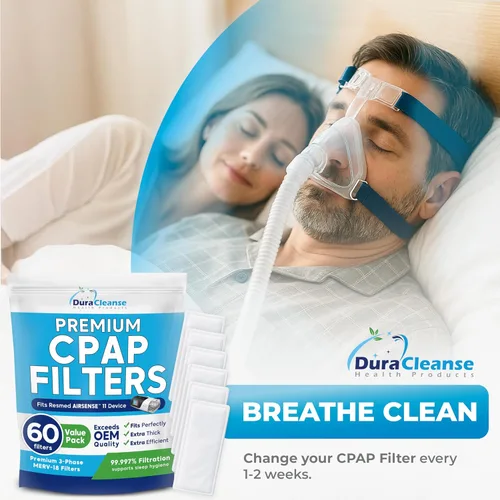 Vista 4 de Filtros CPAP Dura Cleanse - Paquete de 60 filtros de repuesto premium para máquinas ResMed AirSense 11 y AirCurve 11 - Cumple con los requisitos